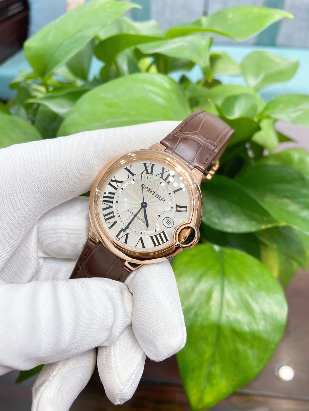 BALLON BLEU DE CARTIER WATCH 40 mm, automatic movement, 18K Rose gold, leather - Image 7