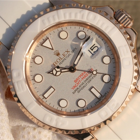 YACHT MASTER 1 BAYMAX ROSE GOLD MIX WHITE RUBBER STRAP 40MM 116655-Oysterflex Bracelet white - Image 13