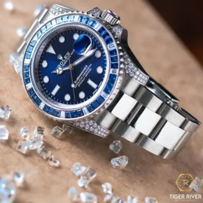 Alternative view of Rolex Submariner Date 116659 SABR 18k White Gold Diamonds Sapphires UNWORN(AAAAA version)