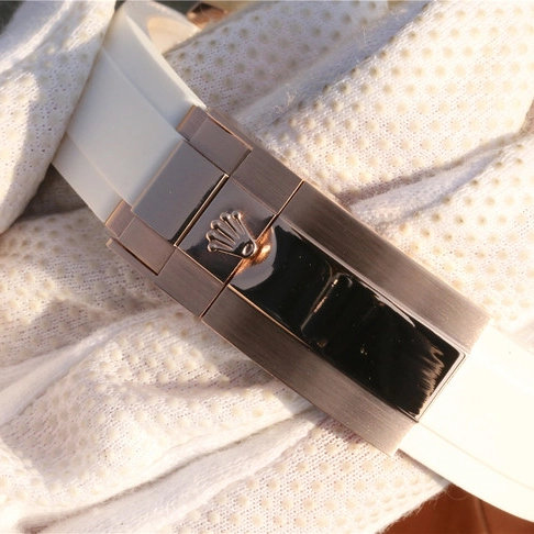 YACHT MASTER 1 BAYMAX ROSE GOLD MIX WHITE RUBBER STRAP 40MM 116655-Oysterflex Bracelet white - Image 15