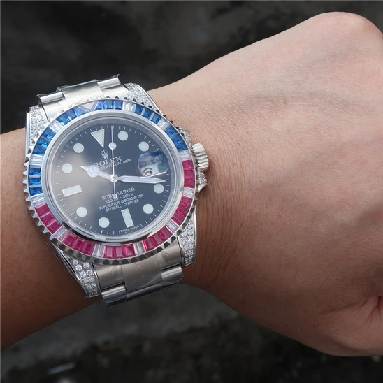 SUBMARINER SILVER BLUE / RED DIAMOND 40MM 116759 SAru-78209 - Image 4