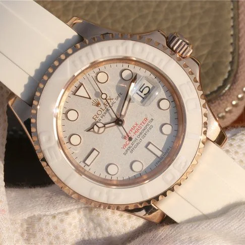 YACHT MASTER 1 BAYMAX ROSE GOLD MIX WHITE RUBBER STRAP 40MM 116655-Oysterflex Bracelet white - Image 7